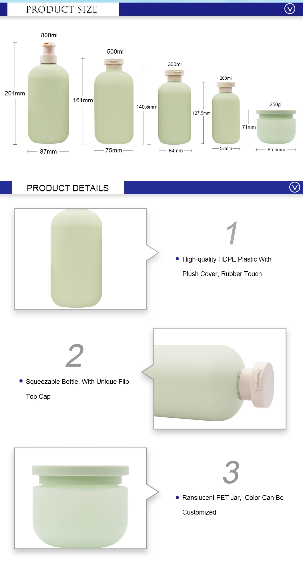 Cosmetic Packaging HDPE Travel Purple Green Pink Refillable Empty Plastic Pump Wholesale Shampoo and Conditioner Bottles