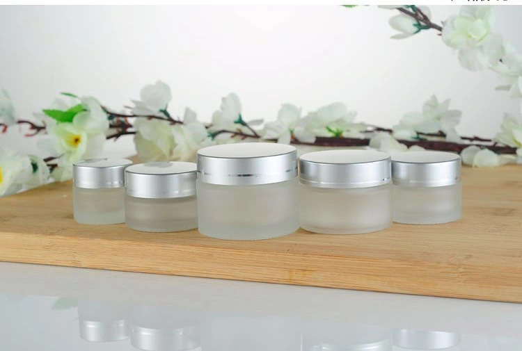 Cosmetic Packaging Frosted Glass Jar with Lid