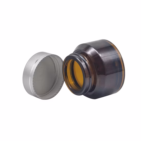 20g 琥珀色ガラス スキンケア クリーム ボトル、アルミニウム化粧品キャップとストレート サイド付き